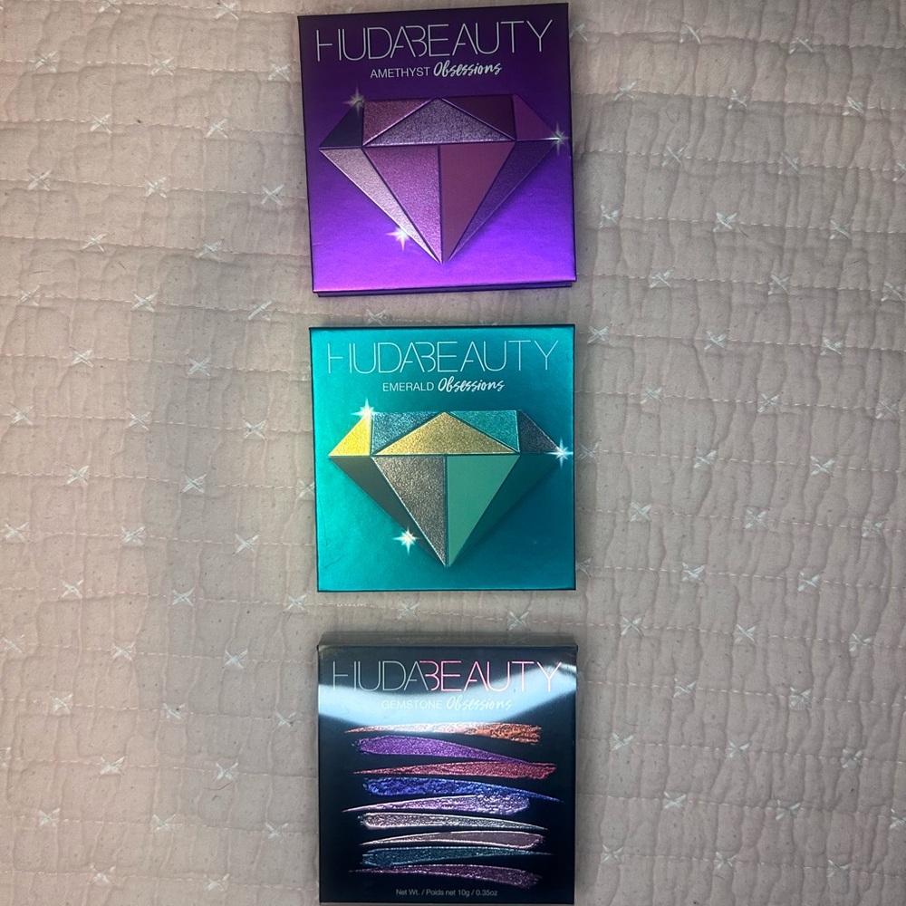 Huda Beauty Amethyst, Emerald, and Sapphire Obsessions Palette Set